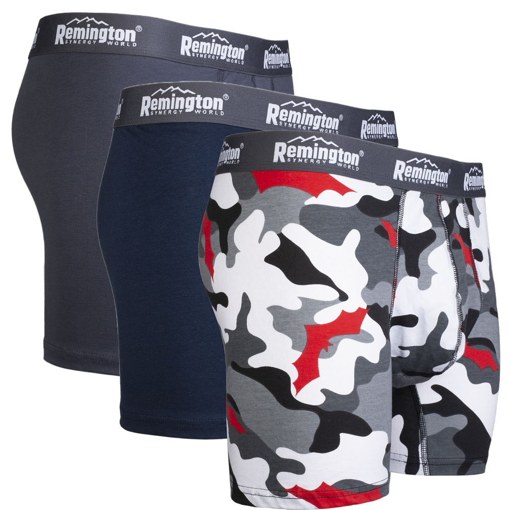 Men Boxer Remington/ gray rubber band with white letters (3 pcs)